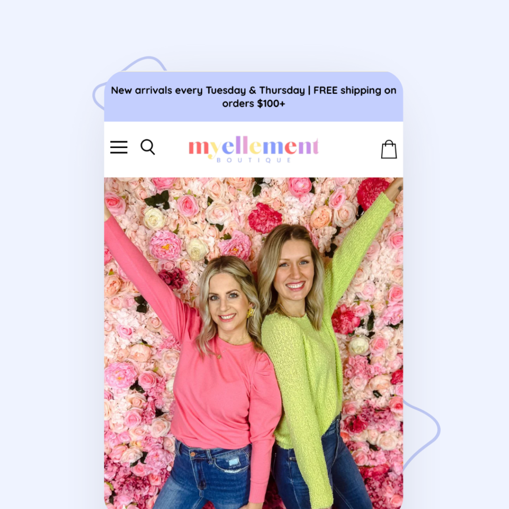 mobile mockup of two girls in front of rosees