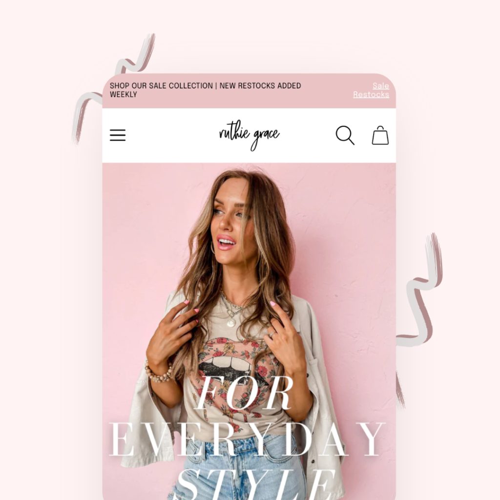 Ruthie Grace mobile website mockup